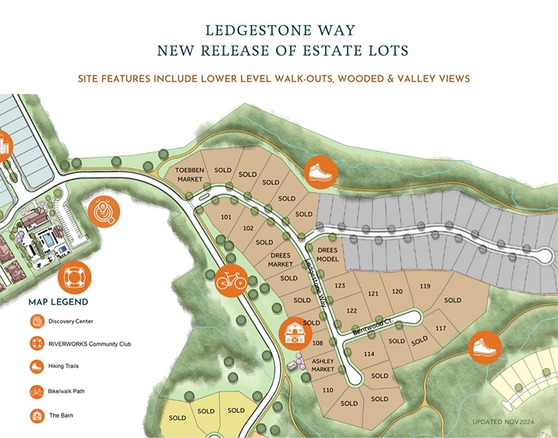 Map of Ledgestone Way lots - LEDGESTONE WAY NEW RELEASE OF ESTATE LOTS - SITE FEATURES INCLUDE LOWER LEVEL WALK-OUTS, WOODED & VALLEY VIEWS